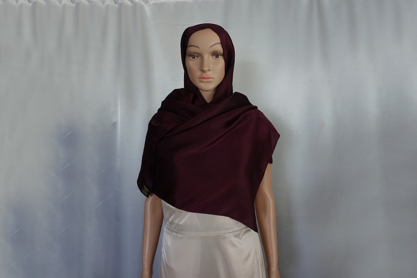 Hijab Silk Charmeuse Hand Designed Wine Colour HB31