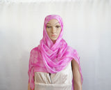 Hijab Silk Chiffon Pink Hand Designed HB34