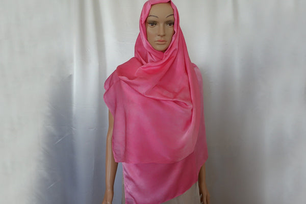 Hijab Silk Charmeuse Hand Designed Pink HB27