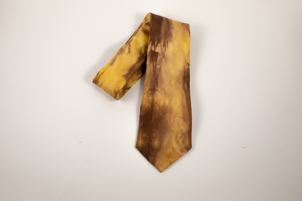 Brown Yellow Silk Tie VFT 02